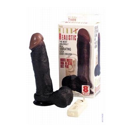 20 cm lange realistische Black cock met vibratie